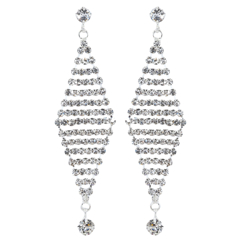 Сережки пусети Декоративні ромбові підвіски зі стразами фото №9 Сережки пусети Декоративні ромбові підвіски зі стразами фото №9