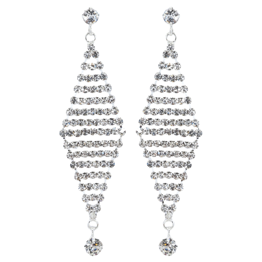 Сережки пусети Декоративні ромбові підвіски зі стразами фото №1