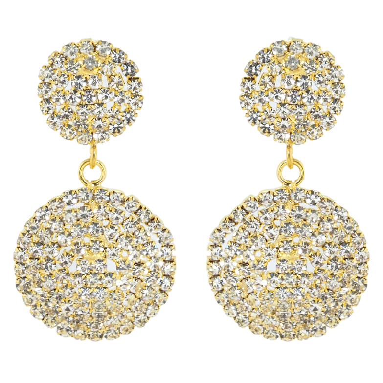 Сережки пусети Декоративні круглі підвіски зі стразами фото №1 Сережки пусети Декоративні круглі підвіски зі стразами фото №1