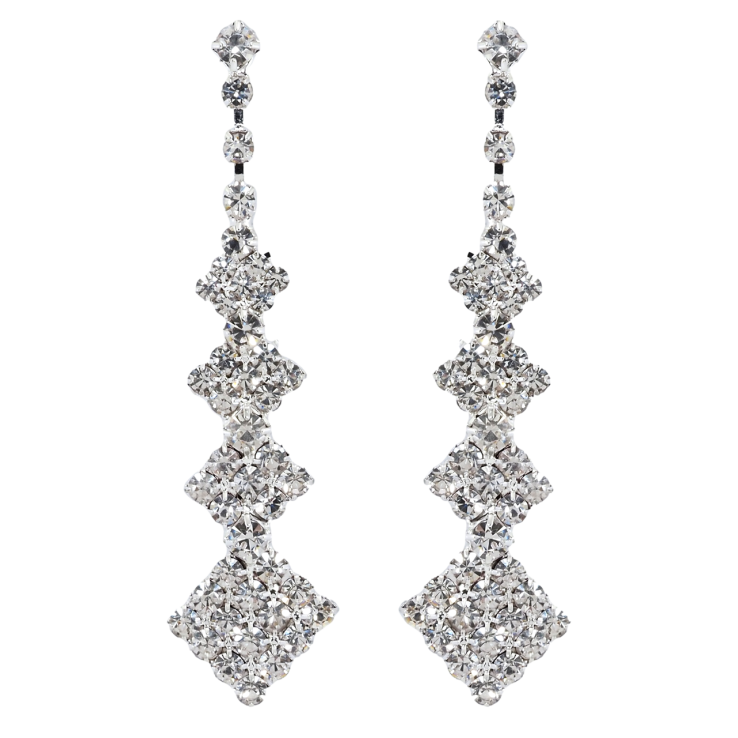 Сережки пусети Декоративні ромбові підвіски зі стразами фото №17