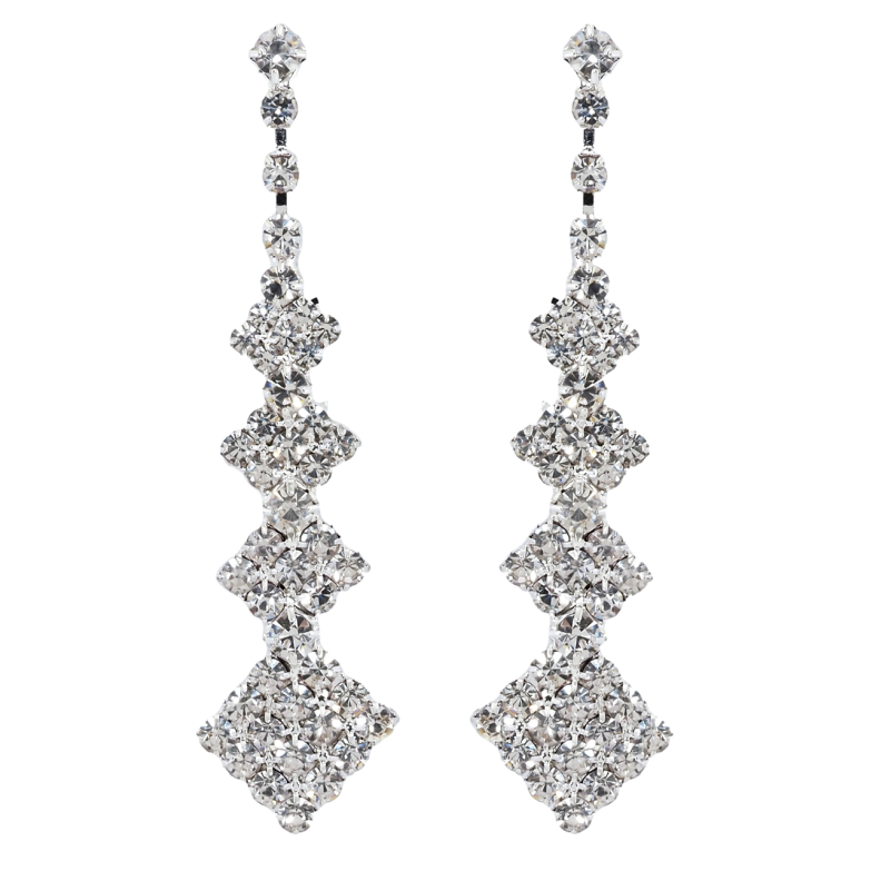 Сережки пусети Декоративні ромбові підвіски зі стразами фото №1