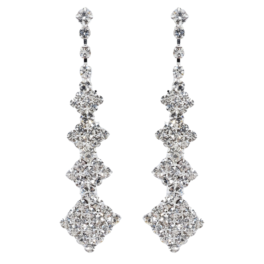 Серьги пусеты Декоративные ромбовые подвески со стразами фото №1