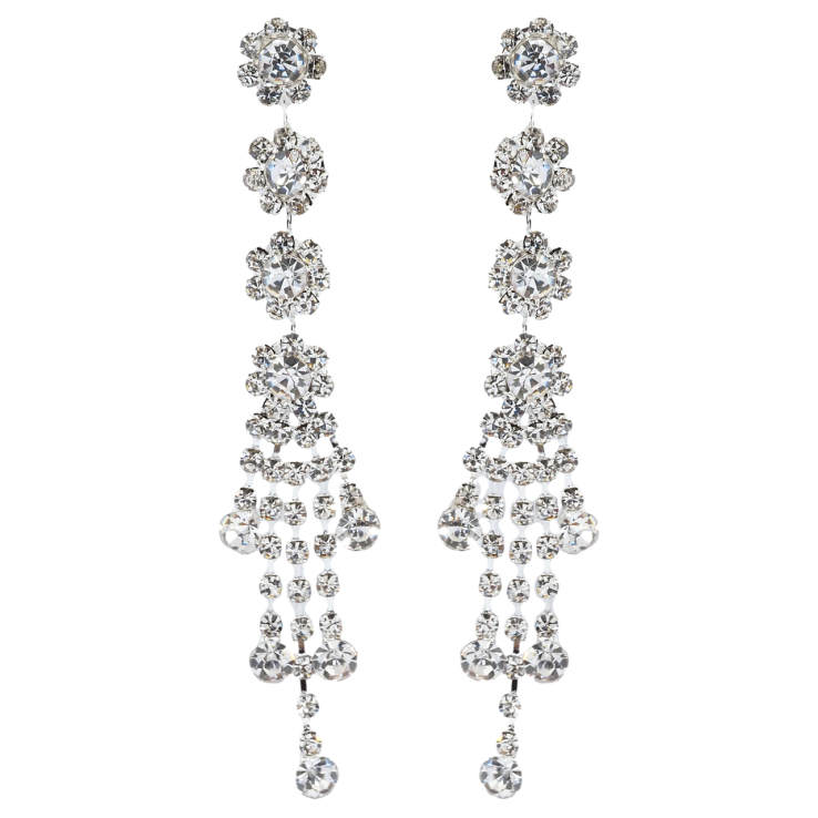 Сережки пусети Декоративні квіткові підвіски зі стразами фото №19