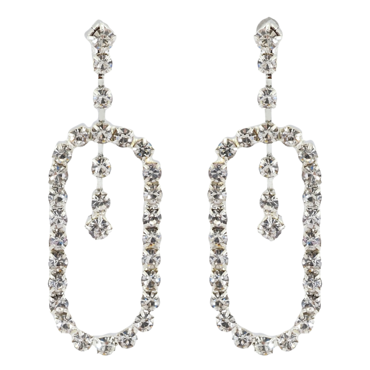 Сережки пусети Овальні підвіски зі стразами фото №19 Сережки пусети Овальні підвіски зі стразами фото №19