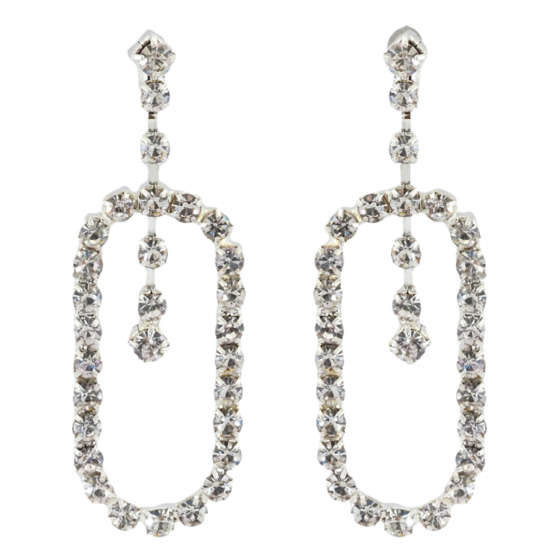 Сережки пусети Овальні підвіски зі стразами фото №1 Сережки пусети Овальні підвіски зі стразами фото №1