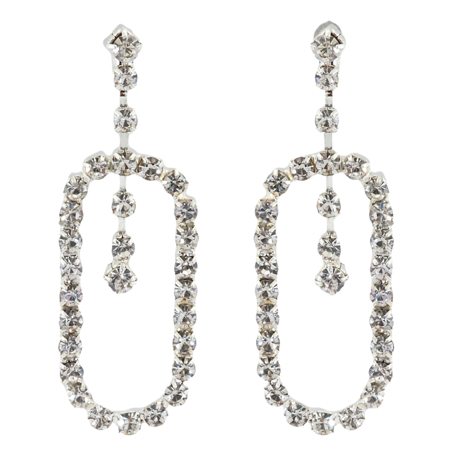 Сережки пусети Овальні підвіски зі стразами фото №1 Сережки пусети Овальні підвіски зі стразами фото №1