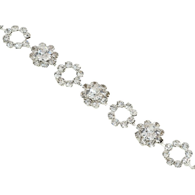 Браслет Цветочный орнамент из страз длина 19см х 10мм фото №1