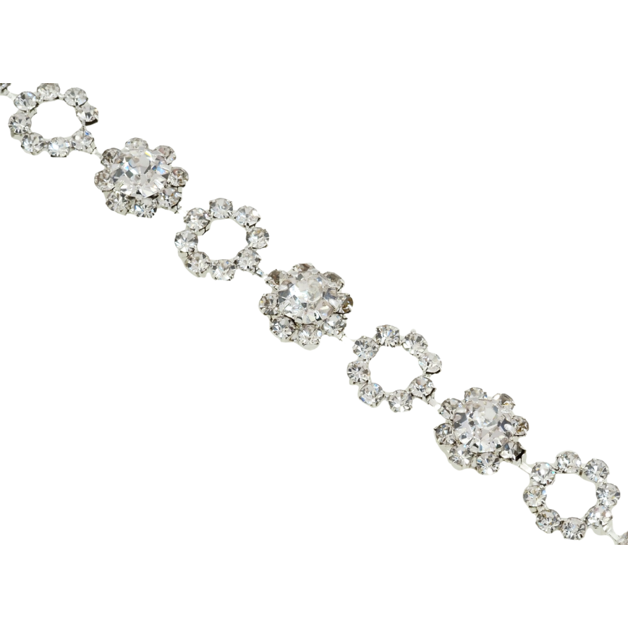 Браслет Цветочный орнамент из страз длина 19см х 10мм фото №1