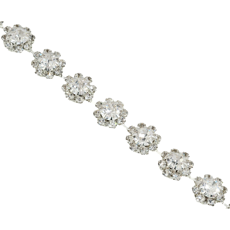 Браслет Цветочный орнамент из страз длина 18.5см х 10мм фото №1