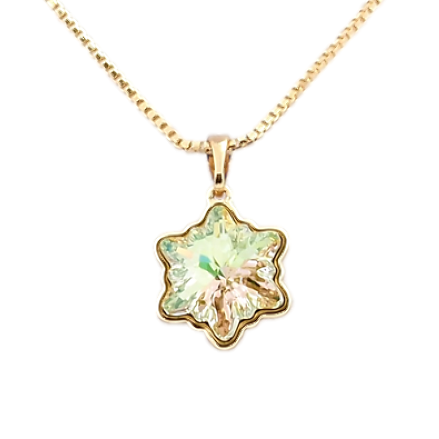 Кулон Xuping колір 18K з кристалами Swarovski на ланцюжку Кристал Едельвейс Luminous Green довжина 40-45см фото №1