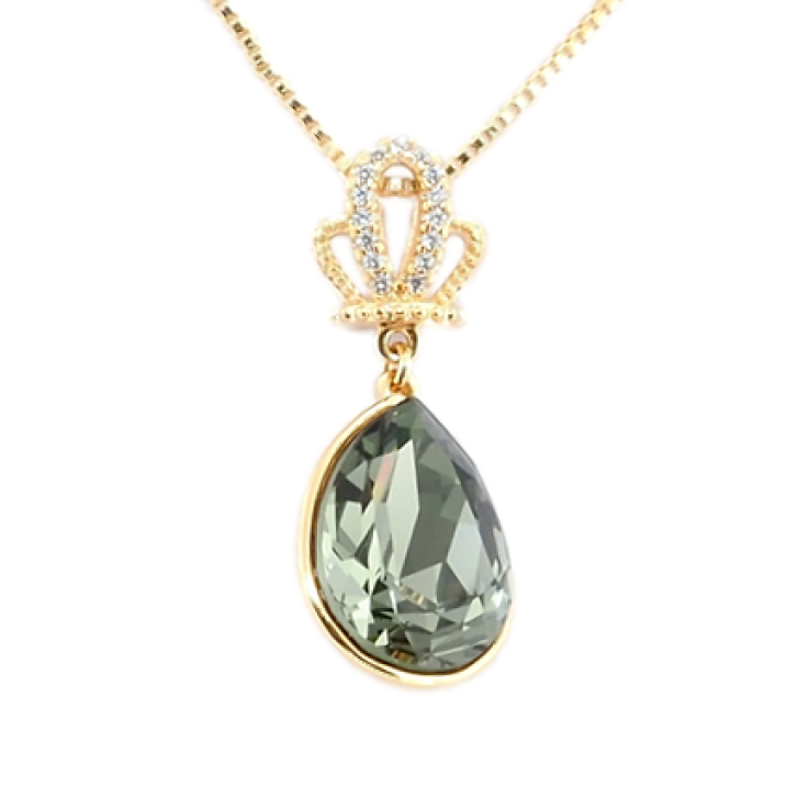 Кулон Xuping колір 18K з кристалами Swarovski на ланцюжку Корона та Грушоподібний Кристал Graphite фото №9