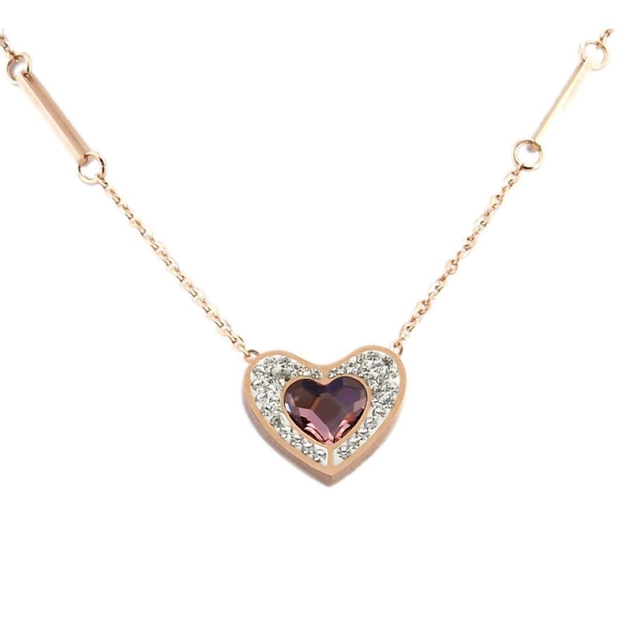 Кулон Xuping колір РВ з кристалами Swarovski на ланцюжку Серце з кристалом фото №1