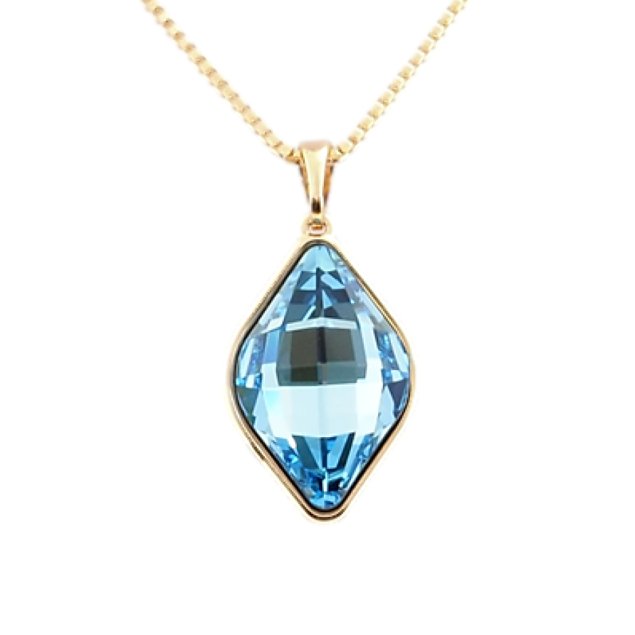 Кулон Xuping колір 18K із кристалами Swarovski на ланцюжку Lemon Fancy Stone Aquamarine довжина 40-45 см фото №1
