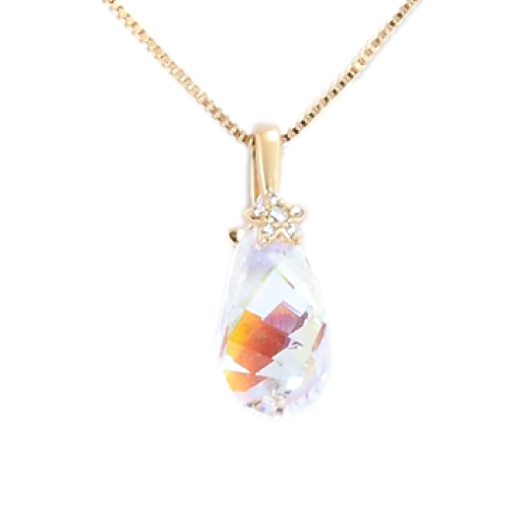 Кулон Xuping колір 18K з кр-ми Swarovski на ланцюжку Кристальна крапля Shimmer з квіточкою довжина 39-45см фото №7