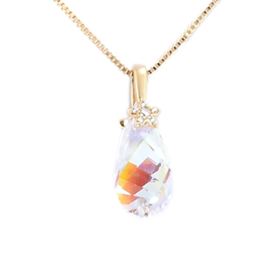 Кулон Xuping колір 18K з кр-ми Swarovski на ланцюжку Кристальна крапля Shimmer з квіточкою довжина 39-45см фото №1