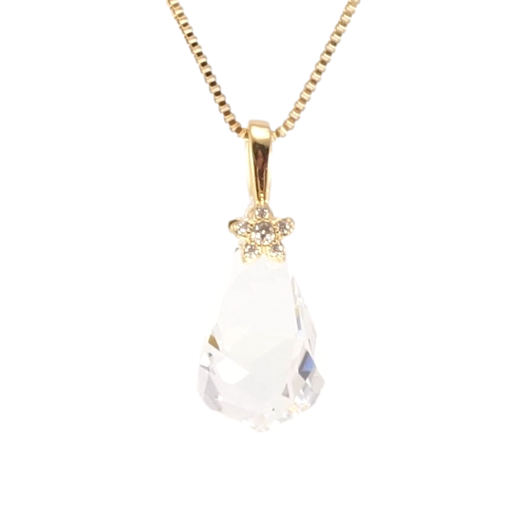 Кулон Xuping колір 18K з кр-ми Swarovski на ланцюжку Кристальна крапля Clear з квіточкою довжина 39-45см фото №8