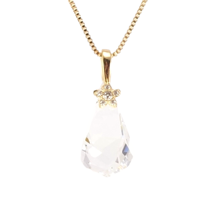 Кулон Xuping колір 18K з кр-ми Swarovski на ланцюжку Кристальна крапля Clear з квіточкою довжина 39-45см фото №1