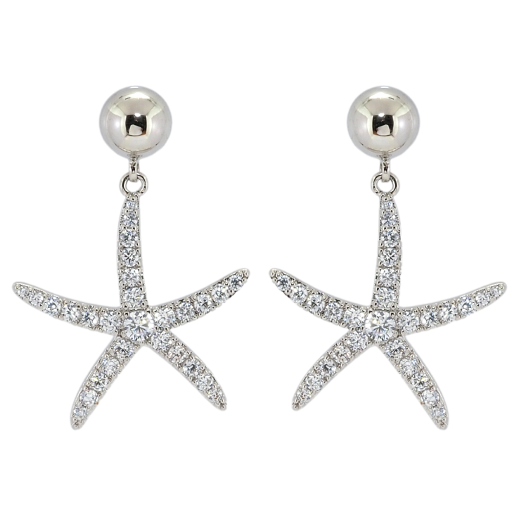 Серьги Xuping Родий пусеты Морская звезда фото №20