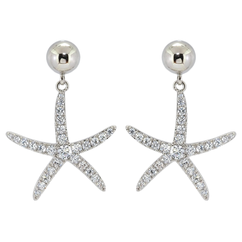 Серьги Xuping Родий пусеты Морская звезда фото №5