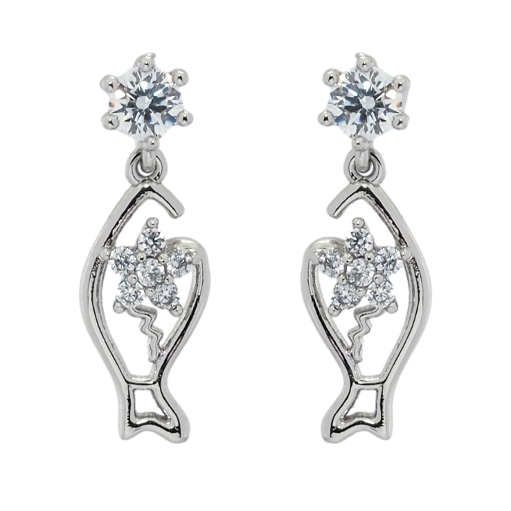 Серьги Xuping Родий пусеты Подвески рыбки фото №19