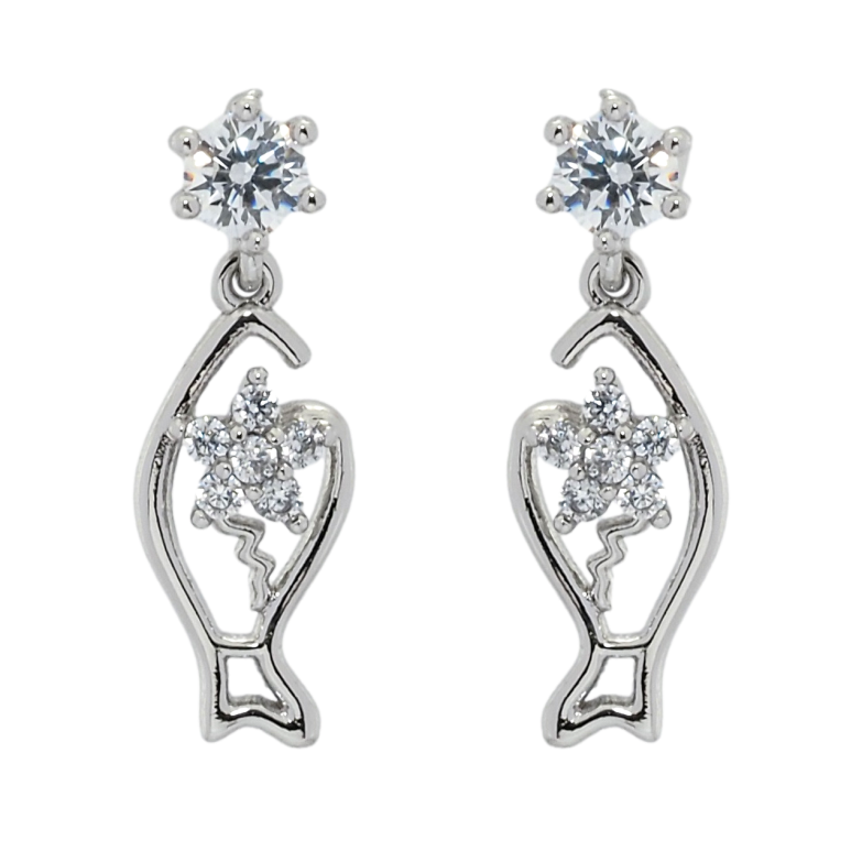 Серьги Xuping Родий пусеты Подвески рыбки фото №4