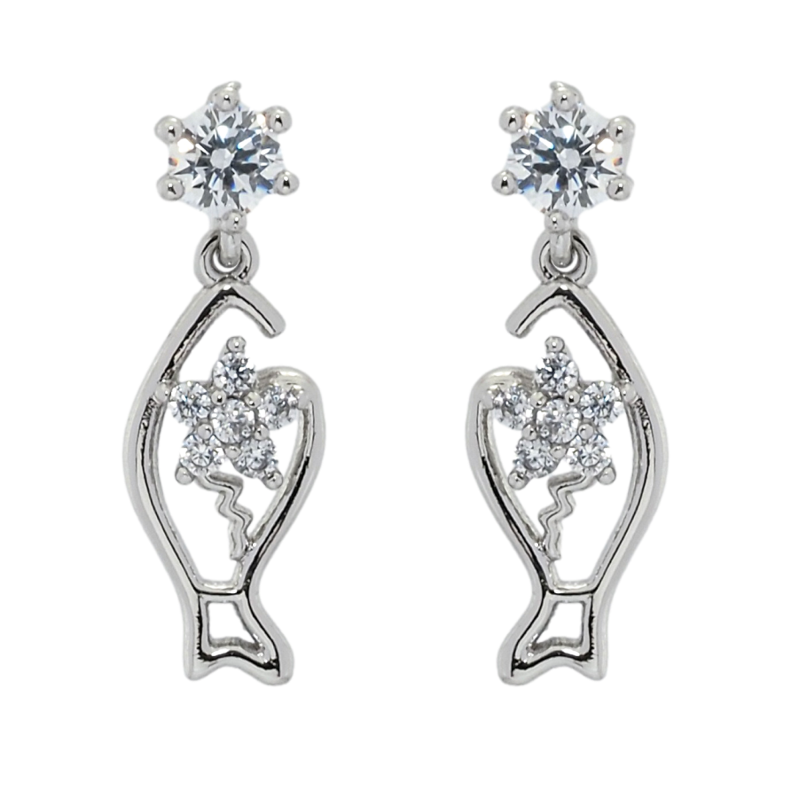 Серьги Xuping Родий пусеты Подвески рыбки фото №1