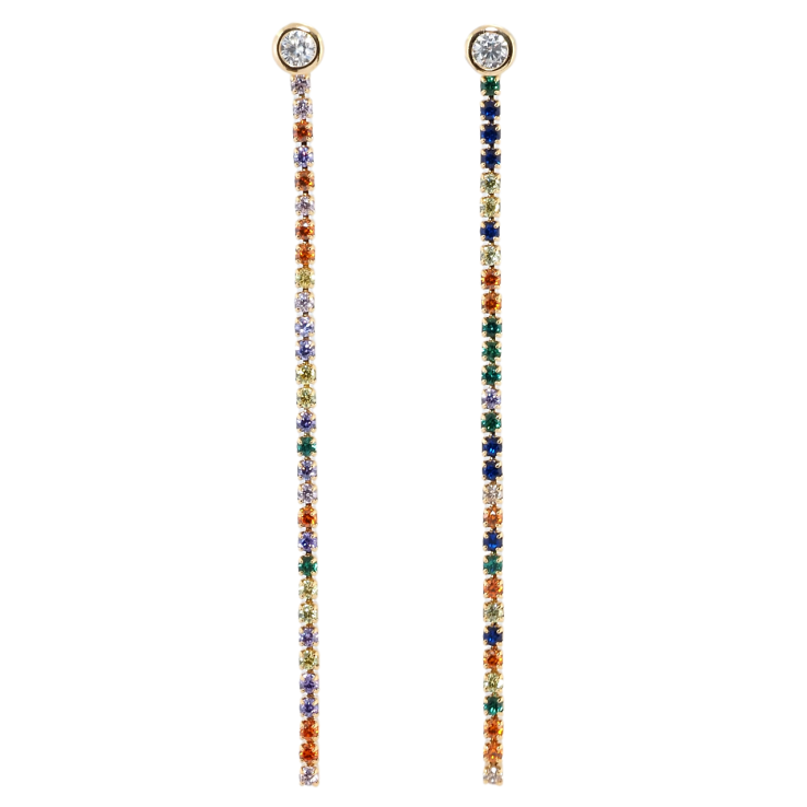 Серьги Xuping Позолота 18K пусеты Разноцветные дорожки циркония фото №11