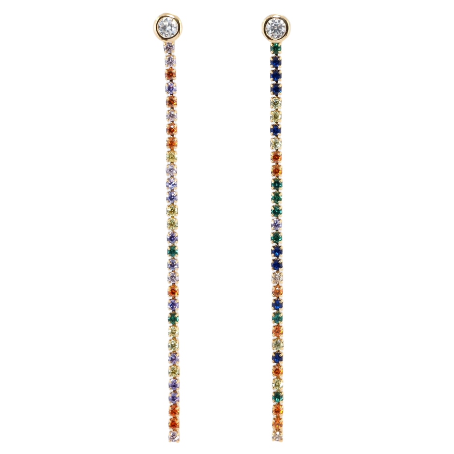 Серьги Xuping Позолота 18K пусеты Разноцветные дорожки циркония фото №1