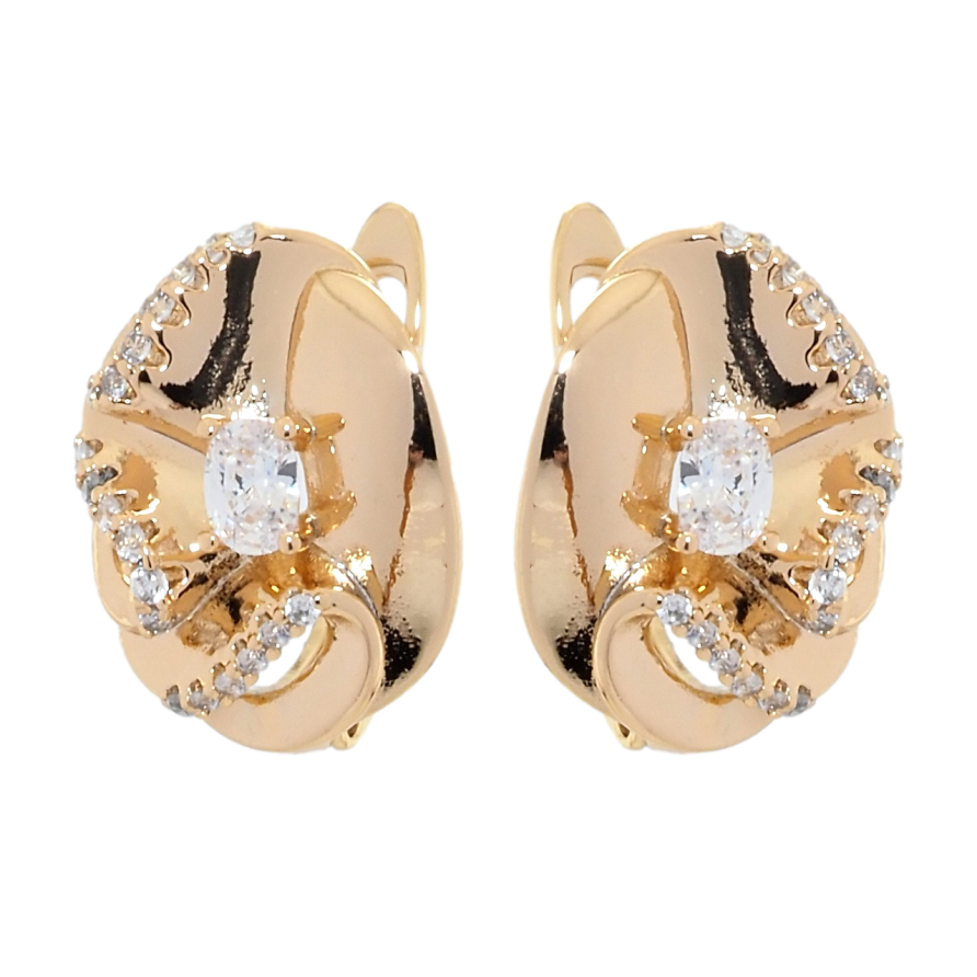 Сережки Xuping Позолота 18K англійський замок Квіточки з цирконієм фото №1