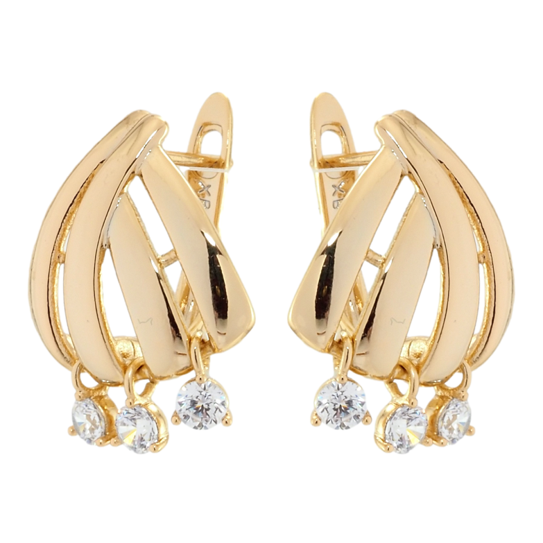 Сережки Xuping Позолота 18K англійський замок Декоративні з кристальними підвісками фото №1