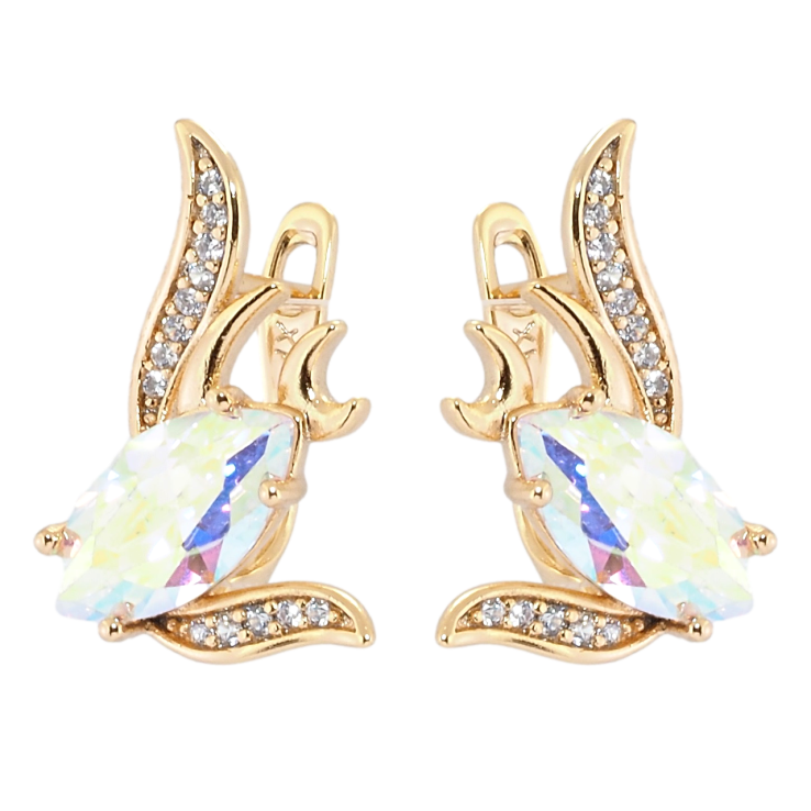 Сережки Xuping Позолота 18K англійський замок Декоративний орнамент з райдужними фіанітами фото №15 Сережки Xuping Позолота 18K англійський замок Декоративний орнамент з райдужними фіанітами фото №15