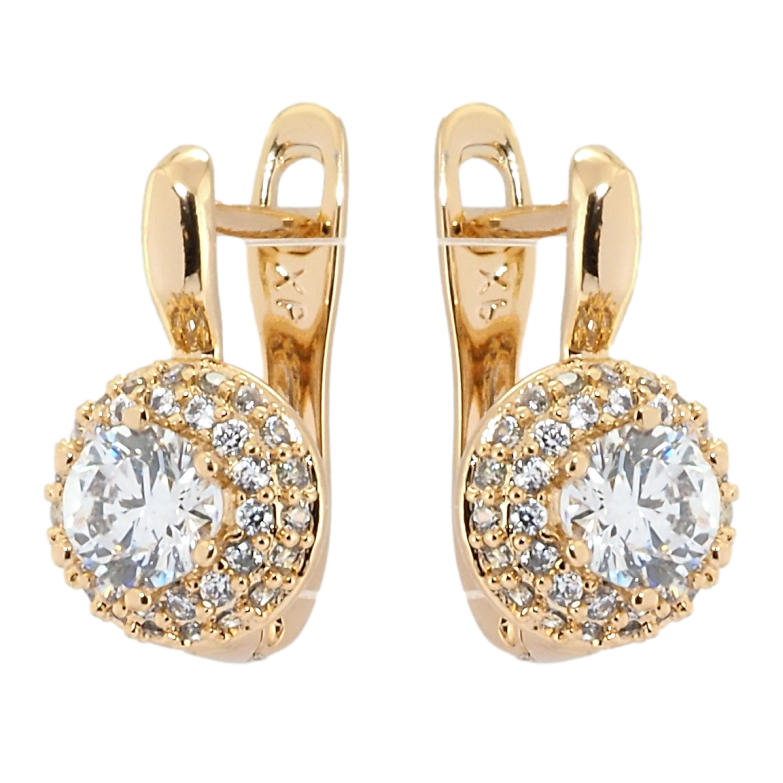 Серьги Xuping Позолота 18K английский замок Фианиты в обрамлении циркония фото №1