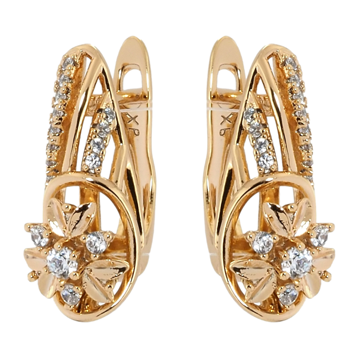 Сережки Xuping Позолота 18K англійський замок Квітковий орнамент з цирконієм фото №18 Сережки Xuping Позолота 18K англійський замок Квітковий орнамент з цирконієм фото №18