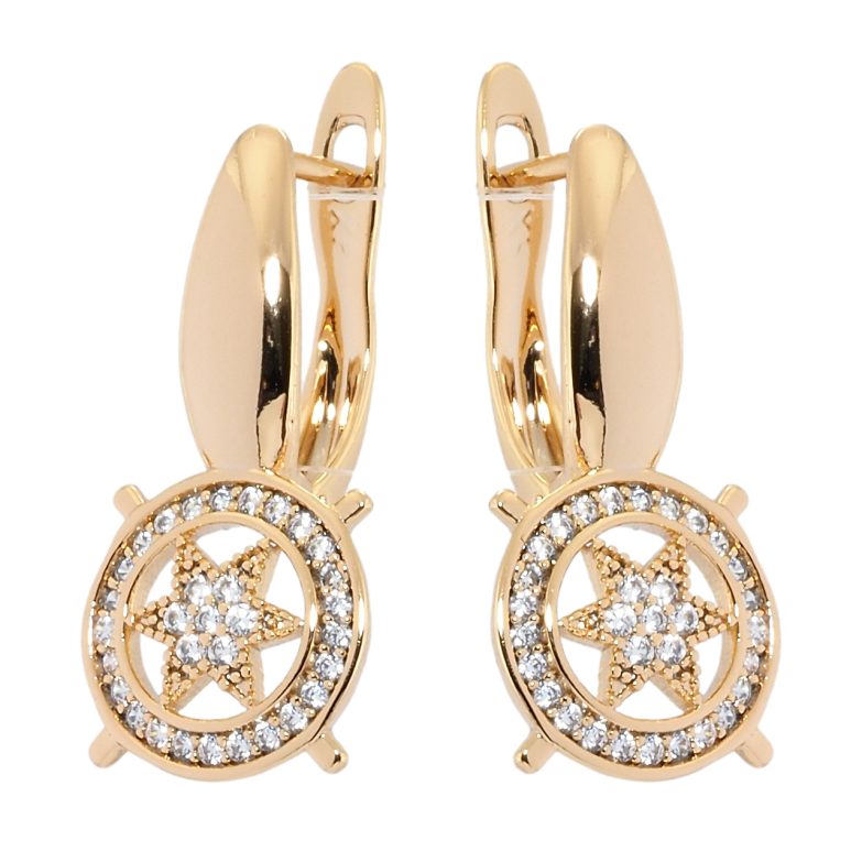 Сережки Xuping Позолота 18K англійський замок Зірочки в колечках фото №1