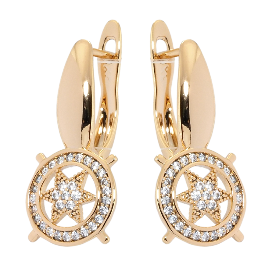 Сережки Xuping Позолота 18K англійський замок Зірочки в колечках фото №1