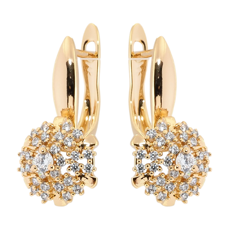 Сережки Xuping Позолота 18K англійський замок Розсип цирконію фото №21 Сережки Xuping Позолота 18K англійський замок Розсип цирконію фото №21