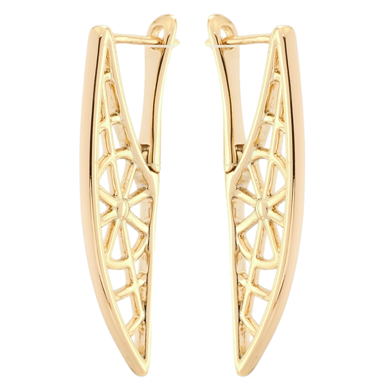 Сережки Xuping Позолота 18K англійський замок Різьблений бічний орнамент фото №13