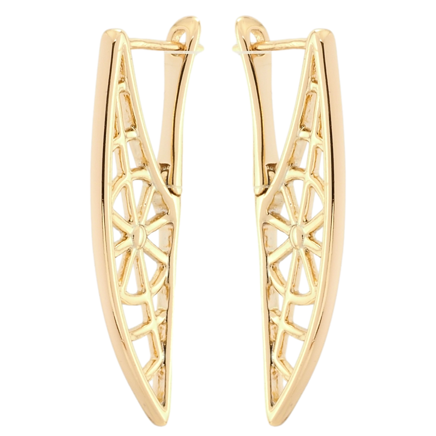 Сережки Xuping Позолота 18K англійський замок Різьблений бічний орнамент фото №1