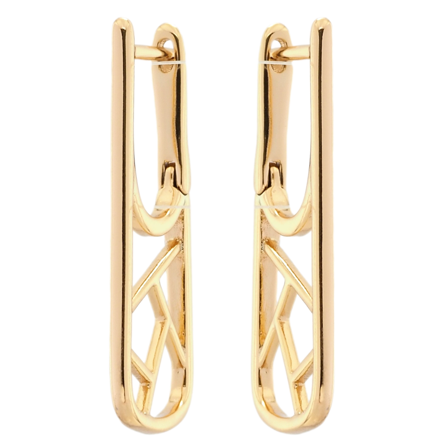 Сережки Xuping Позолота 18K англійський замок Різьблений бічний орнамент фото №1