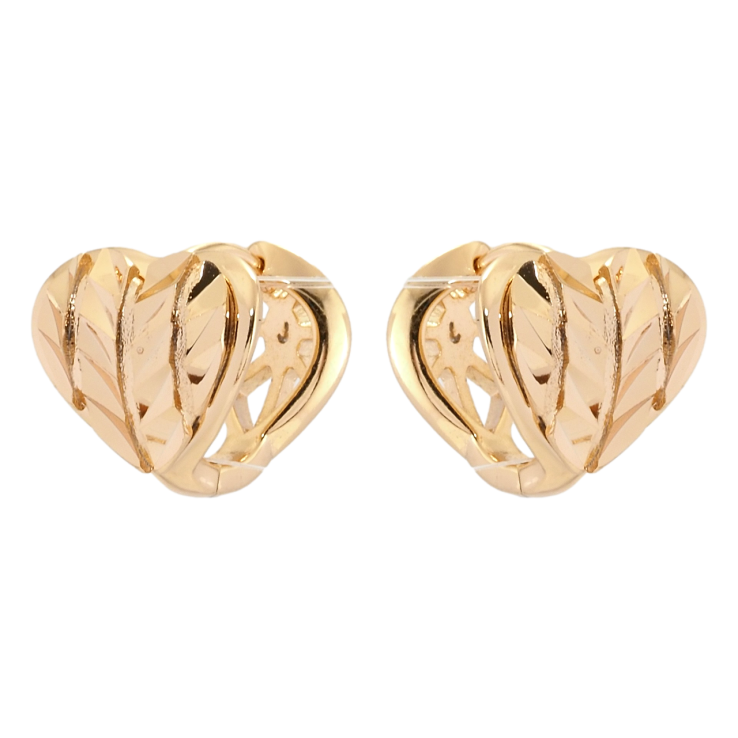 Сережки Xuping Позолота 18K колечка Сердечки з візерунком насічками фото №5 Сережки Xuping Позолота 18K колечка Сердечки з візерунком насічками фото №5