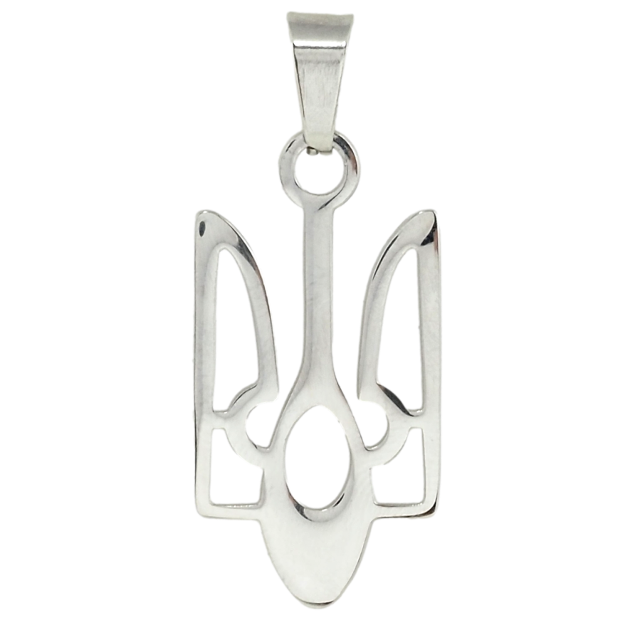 Кулон Xuping TTM Stainless Steel колір Родій ВЕЛИКИЙ Герб України для Чоловіків для ланцюжка до 5мм розмір 3см х 1.5см фото №1