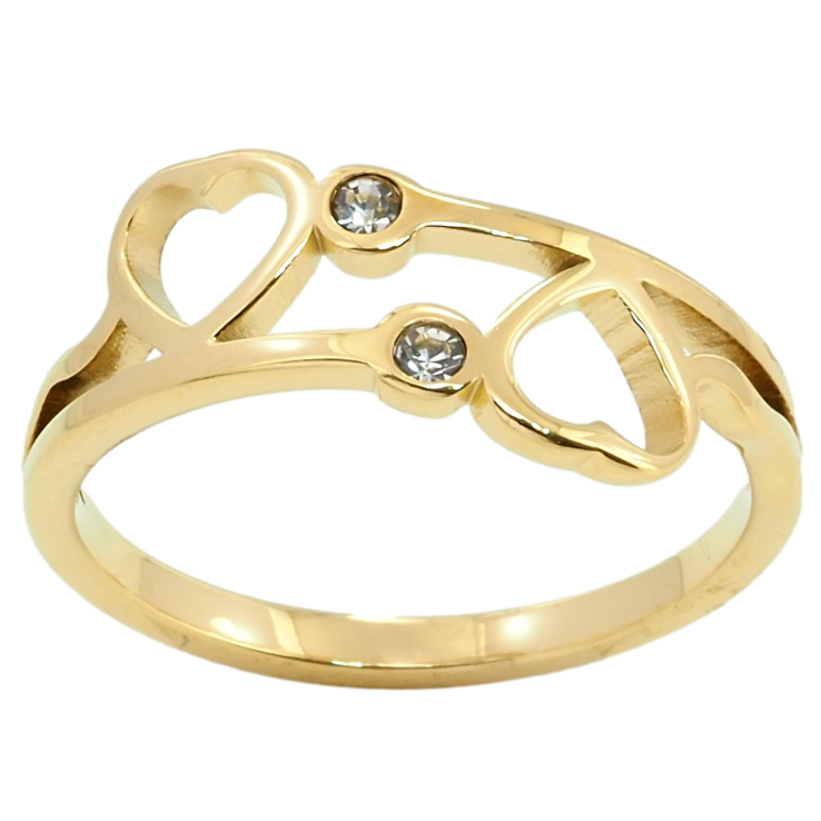 Каблучка Xuping TTM Stainless Steel Колір 14К Сердечки фото №4