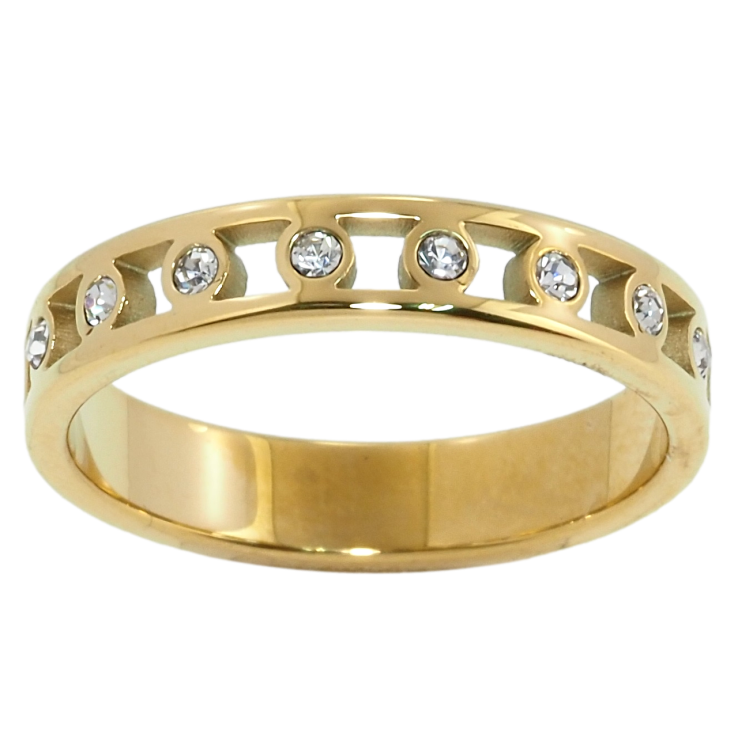 Каблучка Xuping TTM Stainless Steel Колір 14К Візерунок з цирконієм фото №2