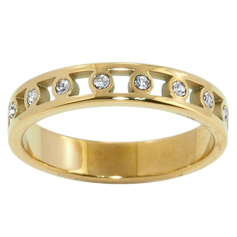 Каблучка Xuping TTM Stainless Steel Колір 14К Візерунок з цирконієм фото №1