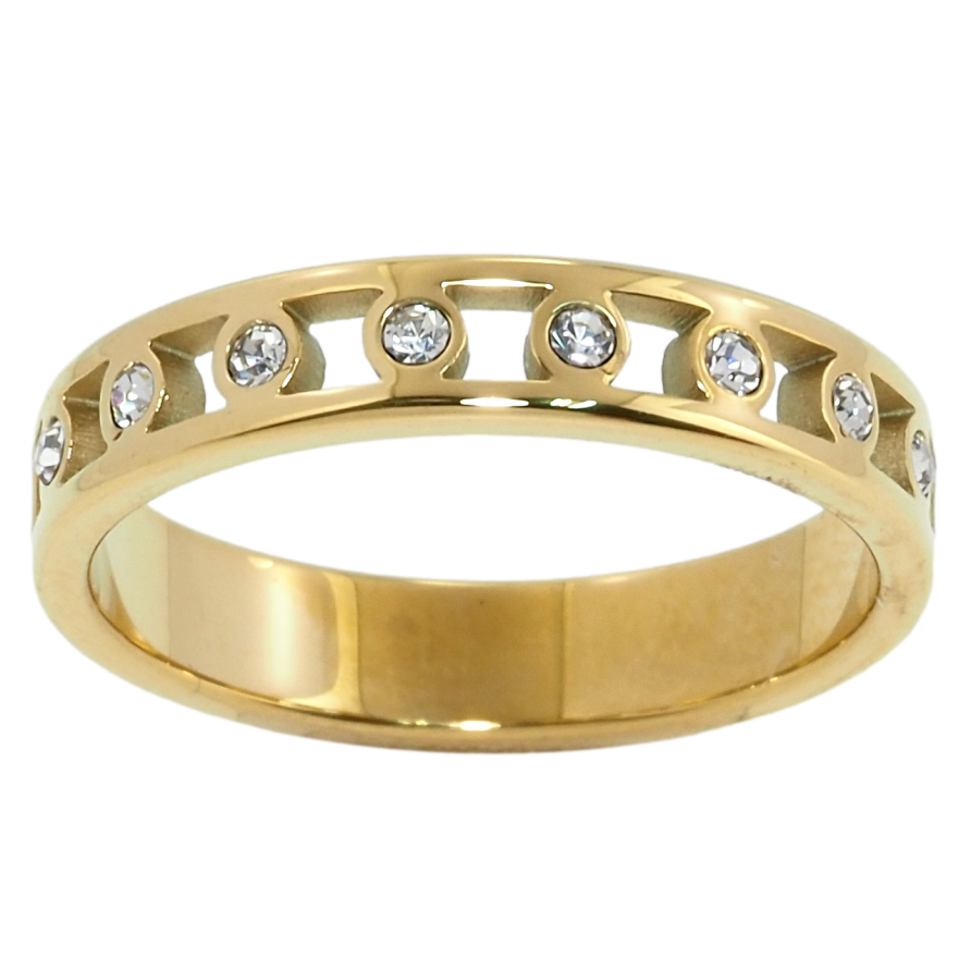 Каблучка Xuping TTM Stainless Steel Колір 14К Візерунок з цирконієм фото №1