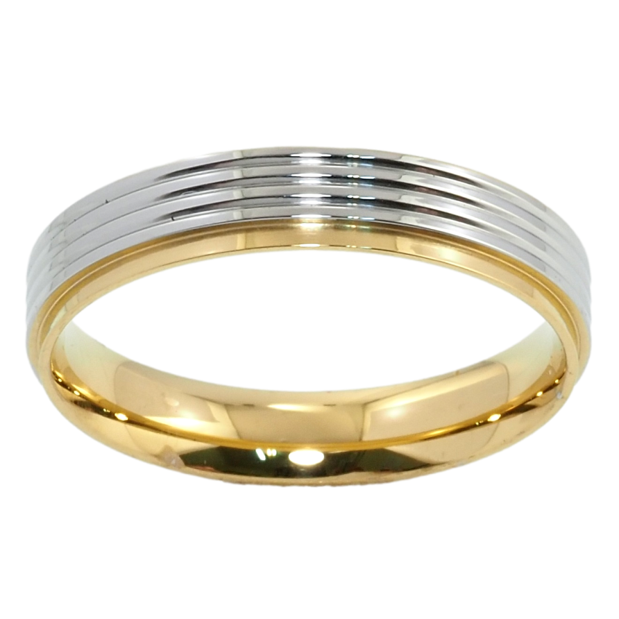 Каблучка Xuping TTM Stainless Steel Колір 14К + Родій Обручка, шир. 4мм фото №1