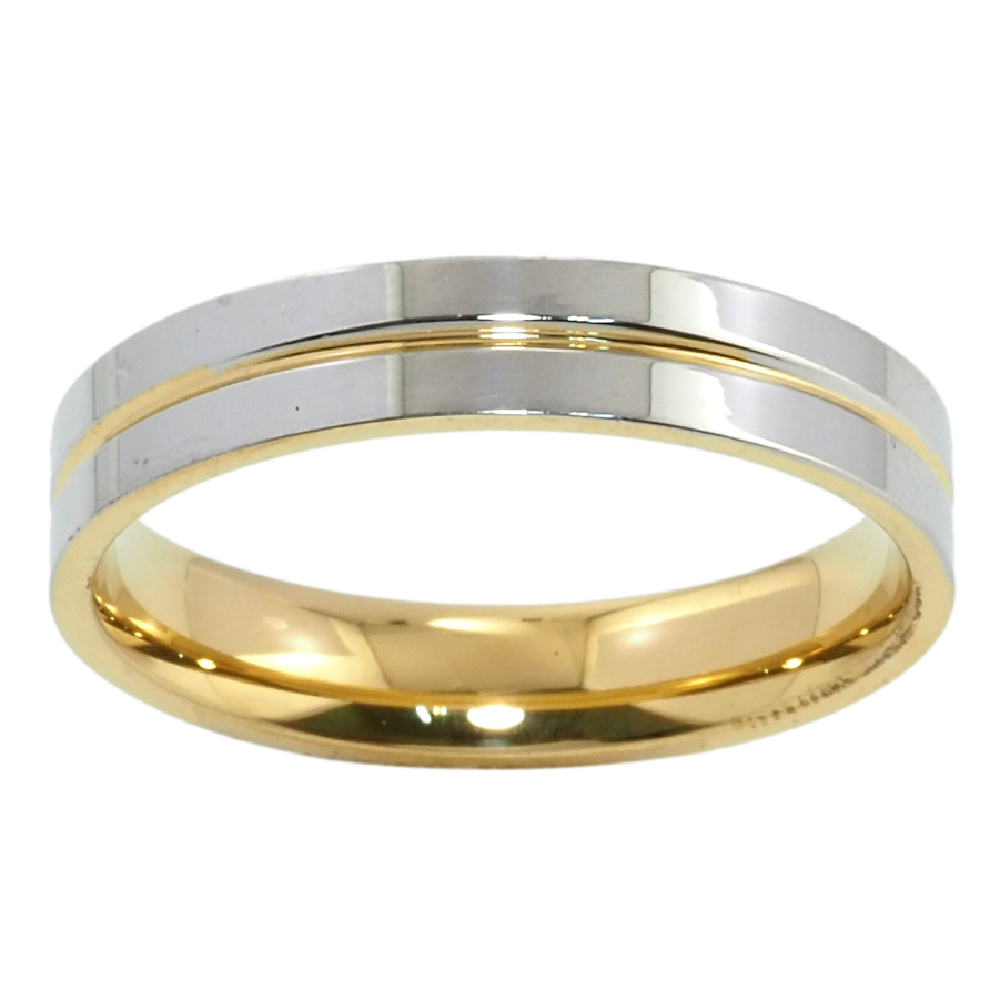 Кольцо Xuping TTM Stainless Steel Цвет 14К + Родий Обручальное, шир. 4мм фото №1 Кольцо Xuping TTM Stainless Steel Цвет 14К + Родий Обручальное, шир. 4мм фото №1