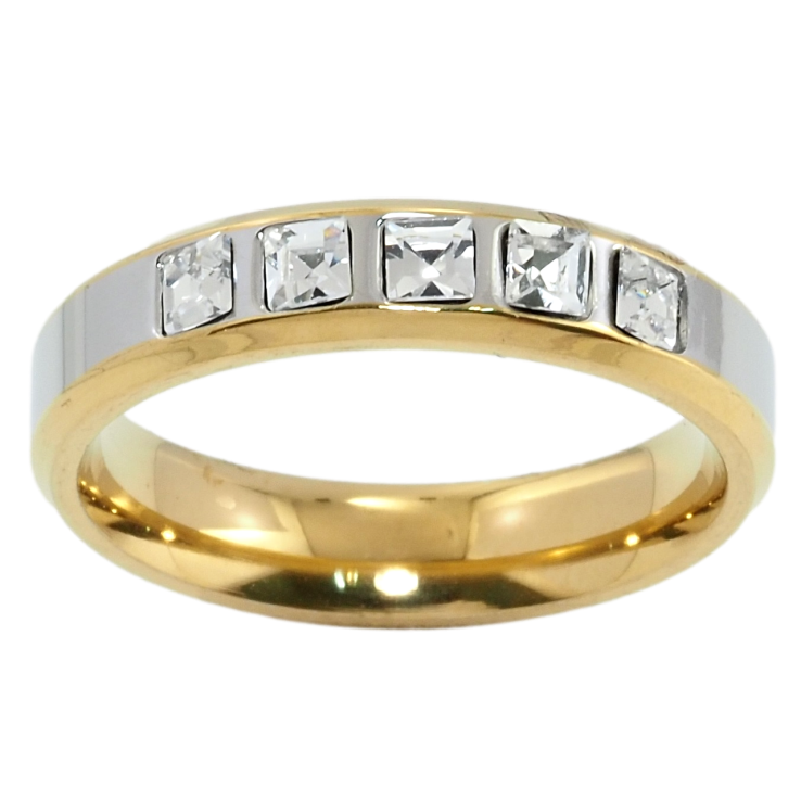 Каблучка Xuping TTM Stainless Steel Колір 14К + Родій Доріжка кристалів фото №14