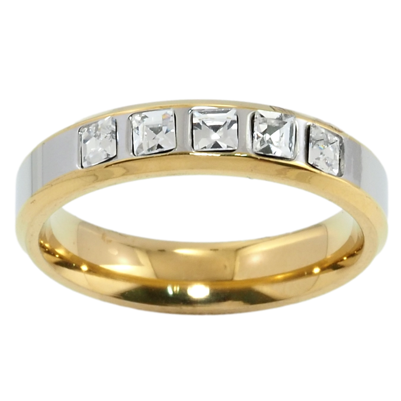 Каблучка Xuping TTM Stainless Steel Колір 14К + Родій Доріжка кристалів фото №1