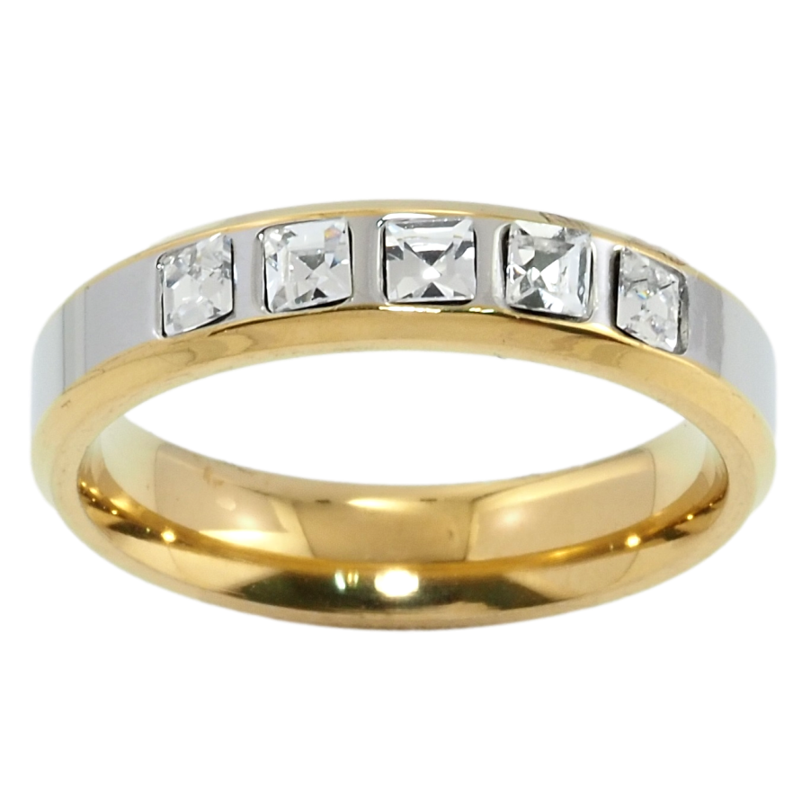 Каблучка Xuping TTM Stainless Steel Колір 14К + Родій Доріжка кристалів фото №1